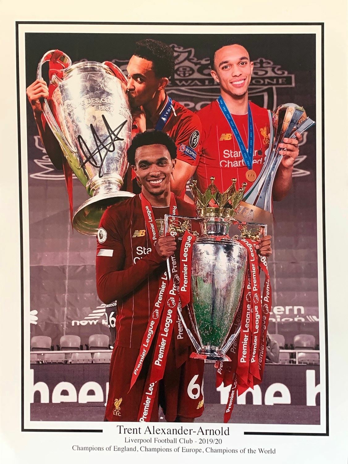 TRENT ALEXANDER ARNOLD SIGNED 16x12 CHAMPIONS OF THE WORLD PHOTO (AFTAL COA)