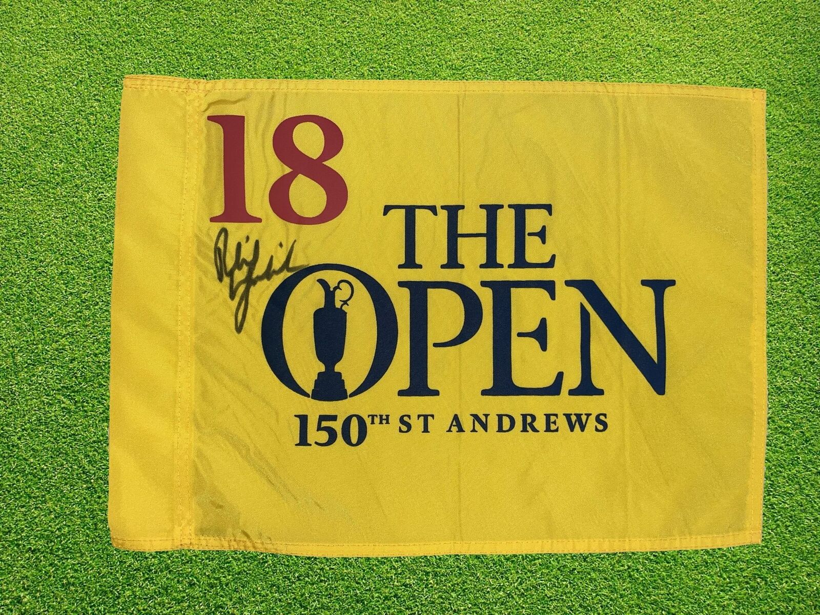 PHIL MICKLESON SIGNED 150TH OPEN GOLF PIN FLAG ST ANDREWS (AFTAL COA)