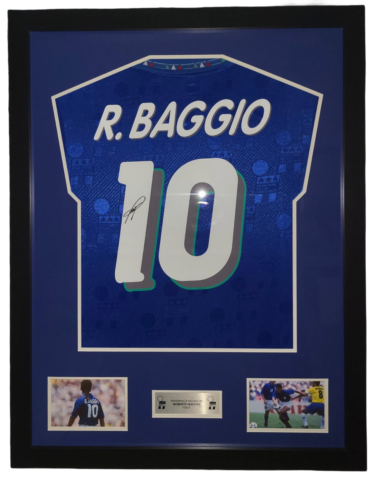 ROBERTO BAGGIO SIGNED & FRAMED 1994 ITALY WORLD CUP FOOTBALL SHIRT (AFTAL COA)