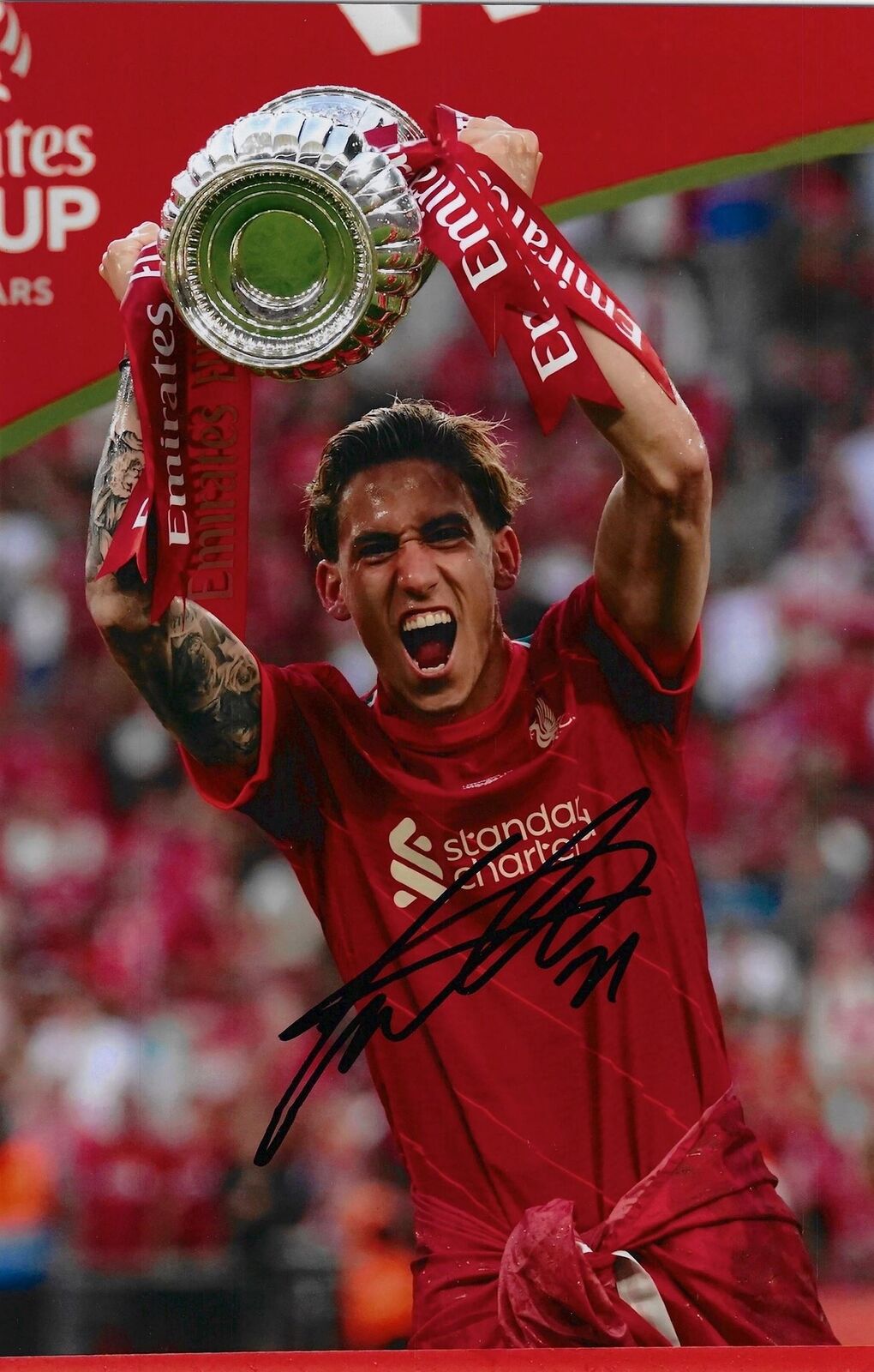 KOSTAS TSIMIKAS SIGNED LIVERPOOL FC FA CUP WINNER 12x8 PHOTO (AFTAL COA)