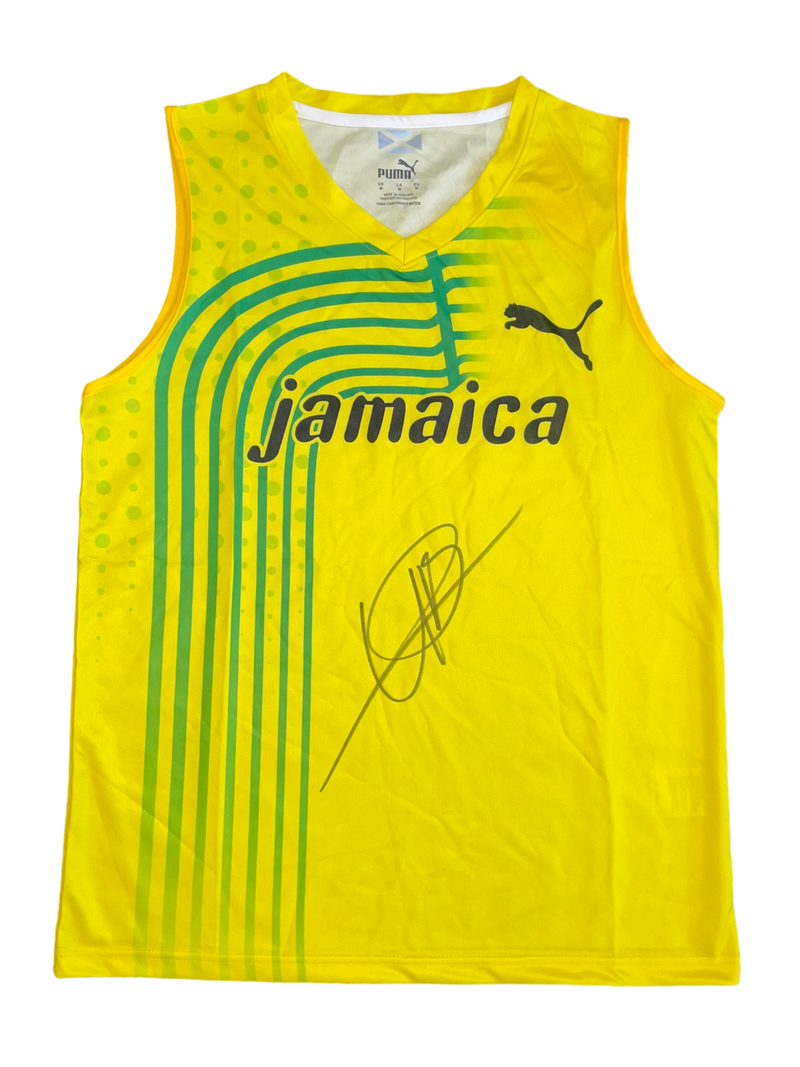 USAIN BOLT SIGNED JAMAICA RUNNING OLYMPICS 2008 VEST (AFTAL COA)-1